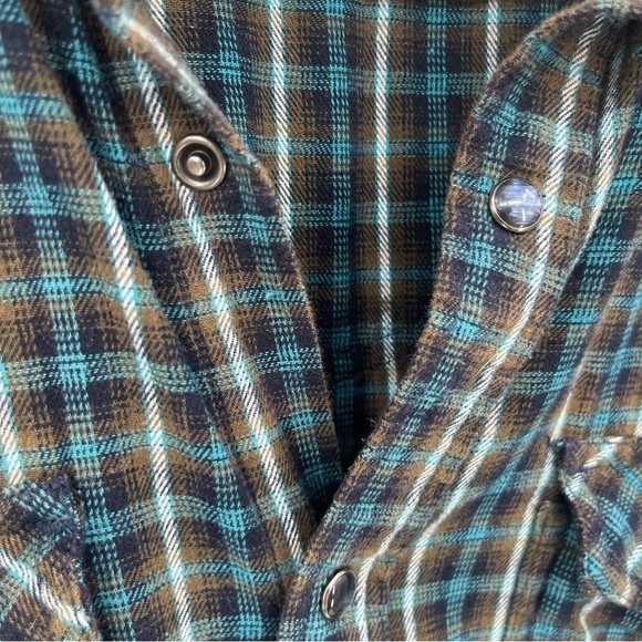 Cody James M Flannel Blue Tan Plaid Pearl Snap Western Shirt - Picture 2 of 11